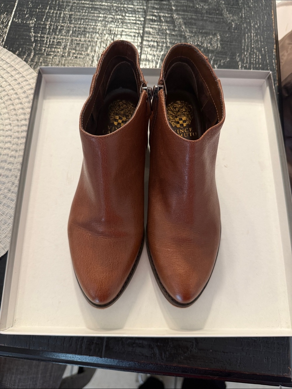 Vince Camuto Brown Leather Pointed Ankle Booties